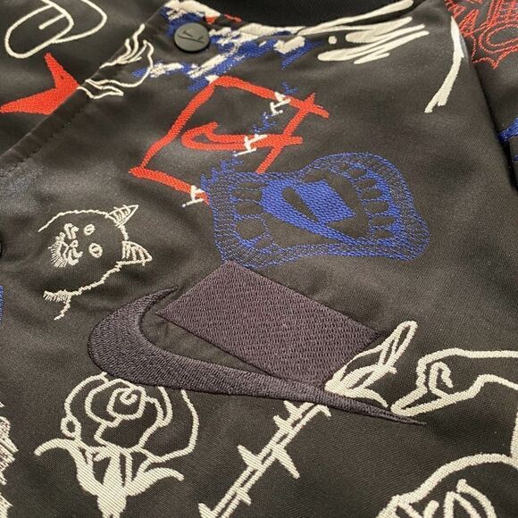 Nike Graffiti Print NSW Logo Full Zip Black Bomber Jacket Mens size Small New - Picture 6 of 12